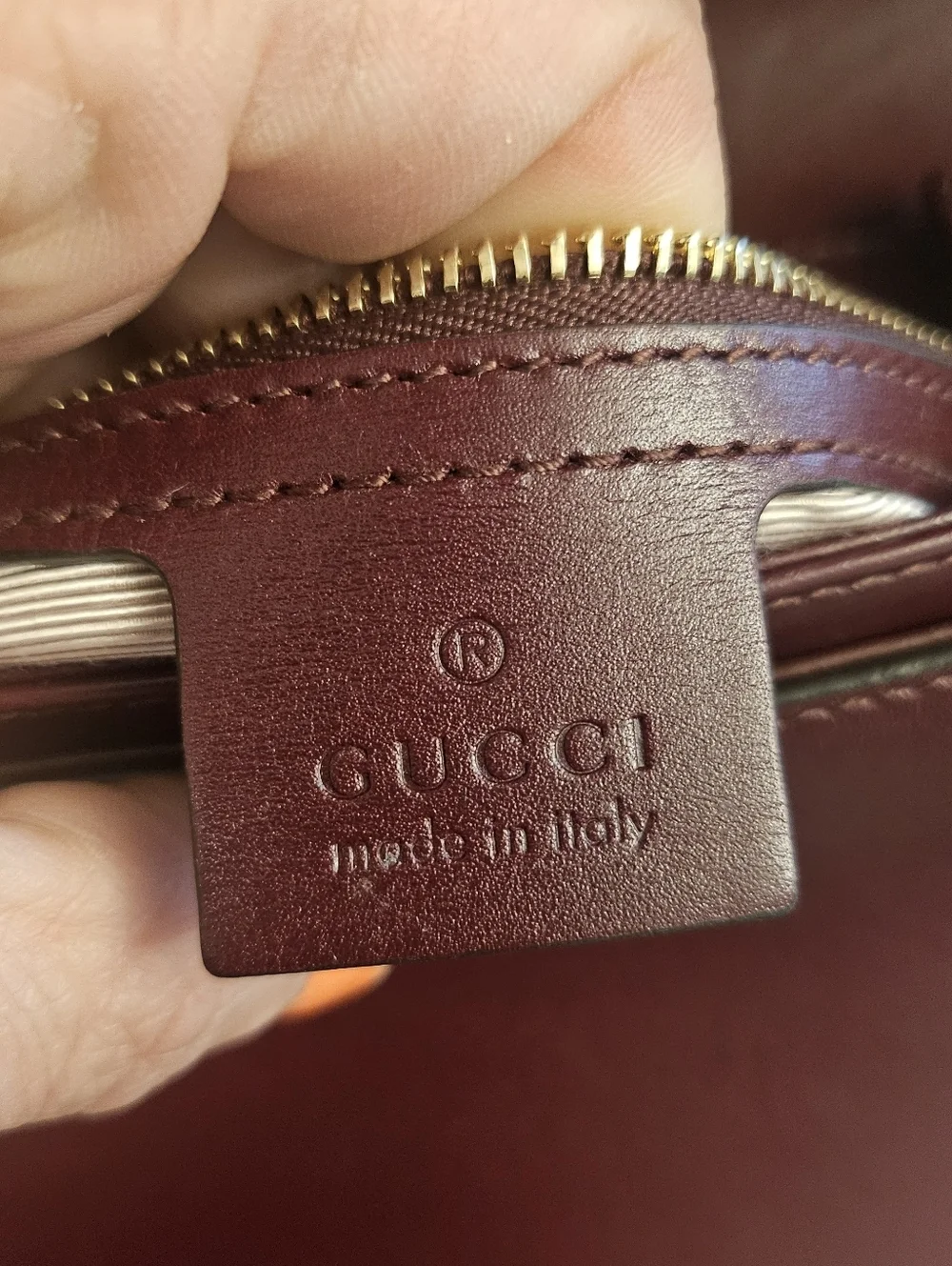 Gucci Arli Shoulder Bag Burgundy Leather Large GG Logo - Picture 13 of 14